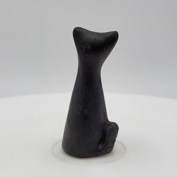 Vintage MCM Cats Miniature Black Handmade Mexican Clay Two - Picture 7 of 15